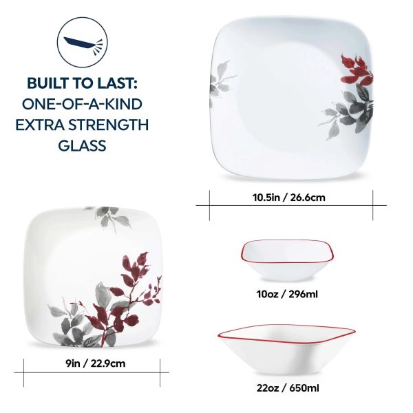 Corelle Dinnerware- Lightweight Kyoto Leaves 16-piece Dinnerware Set, Service for 4