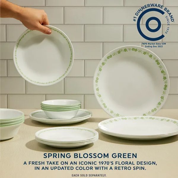 Corelle Dinnerware- Lightweight Spring Blossom Green 8.5 Salad Plate Corelle Dinnerware- Lightweight Spring Blossom Green 8.5 Salad Plate