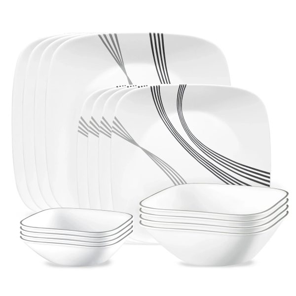 Corelle Dinnerware- Lightweight Urban Arc 16-piece Dinnerware Set, Service for 4
