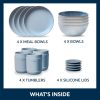 Corelle Dinnerware- Lightweight Stoneware 16-piece Dinnerware Set, Service for 4, Nordic Blue