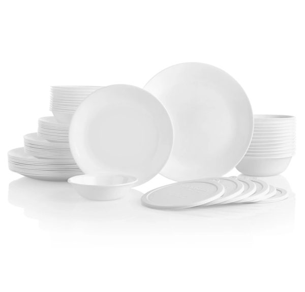 Corelle Dinnerware- Lightweight Winter Frost White 66-piece Dinnerware Set, Service for 12