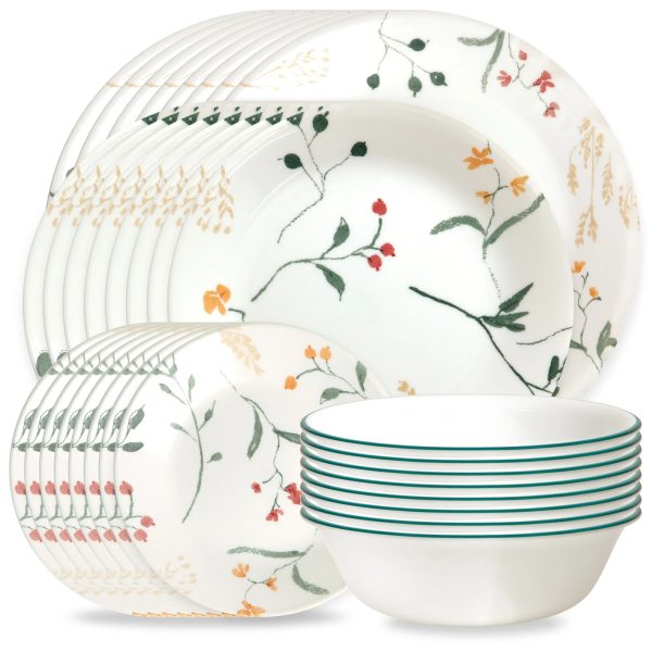 Corelle Dinnerware- Lightweight Wildflower Scatter 32-piece Dinnerware Set, Service for 8