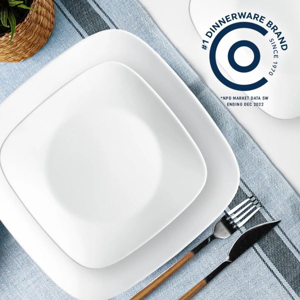 Corelle Dinnerware- Lightweight Square® Pure White 12-piece Dinnerware Set, Service for 4
