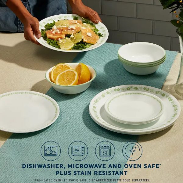 Corelle Dinnerware- Lightweight Spring Blossom Green 12-piece Dinnerware Set, Service for 4